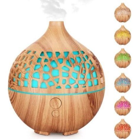 Diffuseur d'huiles Essentielles 180ML, Humidificateur Diffuseur Parfumé Aromathérapie Ultrasons USB avec 7 Lumières Couleur LED Diffuseur d'arôme pour Chambre Spa Yoga Bureau, Brun Clair (1/4)