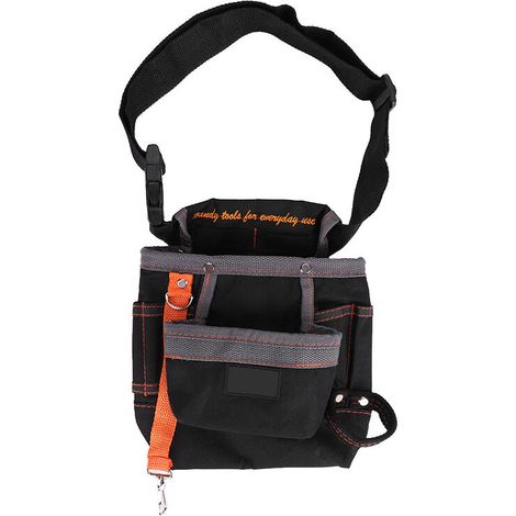 Sacs à outils de ceinture à 8 poches, pochette Portable réglable, sac d'électricien (noir, bord gris) (1/5)