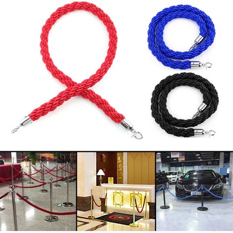 Twisted Queue Rope Barrier Post Stand Effective Crowd Control Stanchion 1.5M for Events, Venues, and More Red (1/5)
