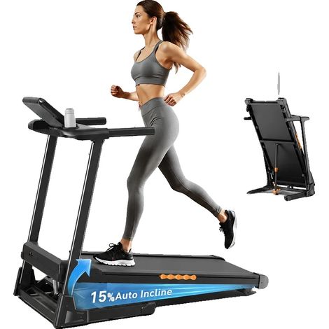 Cinta de correr, motor de 3,0 CV, inclinación ajustable al 15 %, color azul. (1/5)