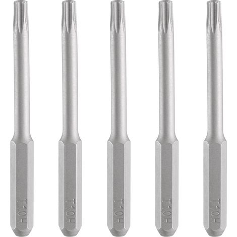5pcs T10H Embout de Tournevis Torx 5/32" Tige Hexagonale 45mm/1.77" Longueur Magnétique Tête Étoile à 6 Pans Acier S2 Embout de Tournevis (1/5)