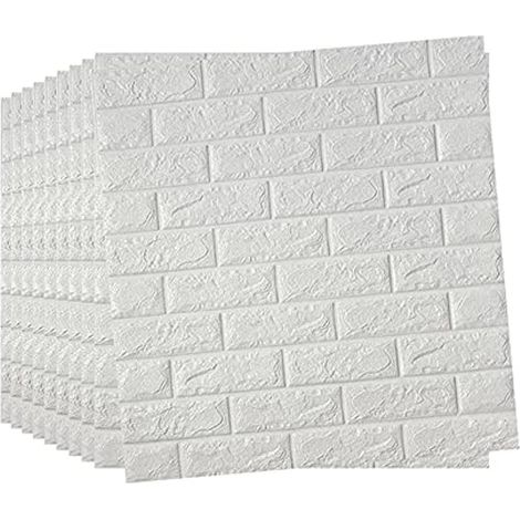 Lot de 10 panneaux muraux 3D (70 x 77 cm). Stickers muraux 3D. Autocollants, imperméables et résistants aux chocs. Papier peint motif brique petit format. (1/5)