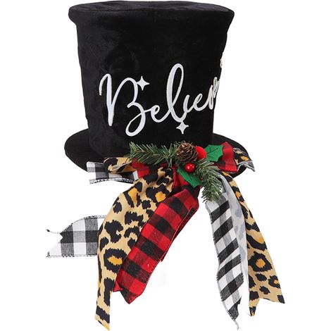 Chapeau haut-de-forme pour sapin de Noël - Décoration portable et élégante pour tables et portes (1/5)