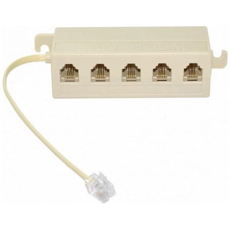 Adattatore splitter modulare RJ11/RJ12 a 5 canali per telefono - Beige, 1 ingresso, 5 uscite, adatto per telefoni e reti (1/5)