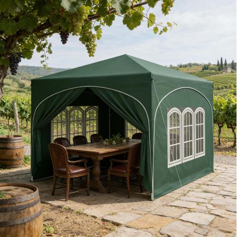gazebo pieghevole 3x3 regolabile con pareti verde HAVRYA (1/5)