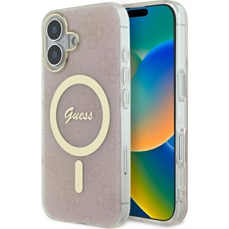 Funda rígida rosa Guess GUHMP16MH4STP para iPhone 16 Plus de 6,7 pulgadas, IML, 4G y MagSafe (1/5)