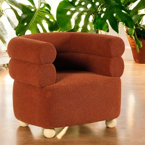 Fauteuil cabriolet design tissu bouclé terracotta IENA (1/3)