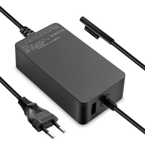 Chargeur Surface Pro, 65W 15V 4A Chargeur pour Microsoft Surface Pro 8/7/6/5/4/3/X, Surface Laptop 4/3/2/1, Surface Book 1/2 & Surface Go 1/2, Tablette Windows 1796 1800 avec Port USB (1/5)