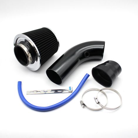 Kit Admission Direct Universel - Filtre a Air Sport Voiture Filtre Froid Diamètre 76mm Système D'admission D'air en Fibre de avec Tuyau(Tout noir)