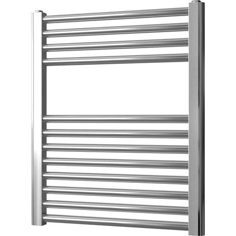 Greened House 500mm wide x 600mm Chrome Flat Central Heating Towel Rail high Designer Straight Towel radiator