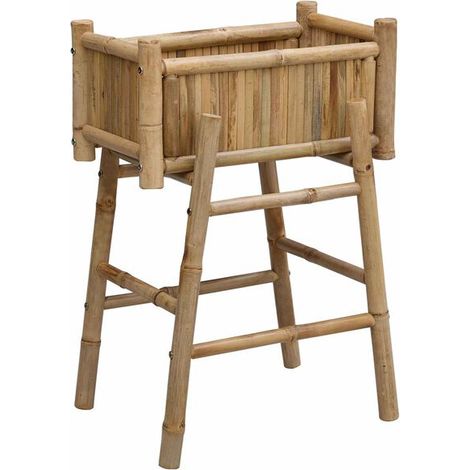 Pot de fleurs avec support, couleur naturelle, 50 x 38 x 74 cm, en bambou. (1/5)