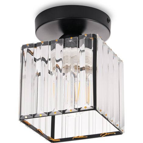 Ortviai Applique murale en cristal noir design post-moderne minimaliste pour balcon, entrée, couloir ou vestiaire (1/5)