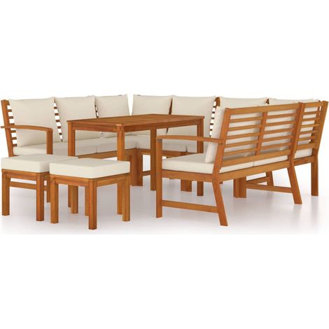 Maison Exclusive - Set da Pranzo da Giardino 9pz con Cuscini Legno Massello Acacia (1/5)