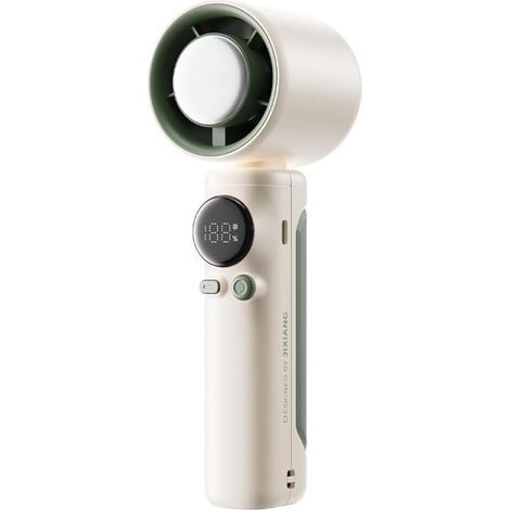 Mini portable turbine fan with 100 adjustable fan speeds, USB rechargeable, ideal for travel and office. (1/5)