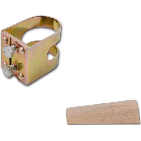Conjunto: abrazadera de tornillo + cuña de guadaña