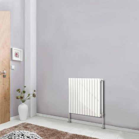NRG Designer Radiator White Oval Column Central Heating Rads Horizontal 600x767mm Double