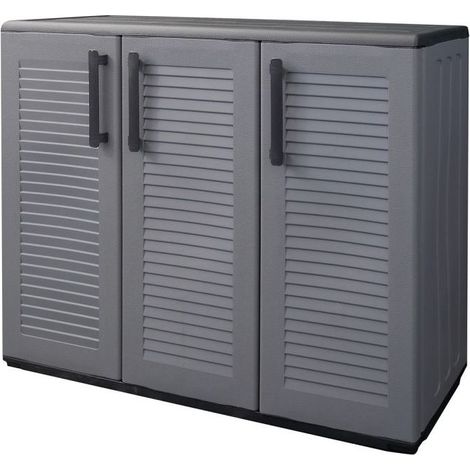 Artplast – Armoire de rangement basse 3 portes – Étagère réglable en polypropylène – Dimensions 102x37x84 cm – Charge 20 kg – Résistante aux intempéries