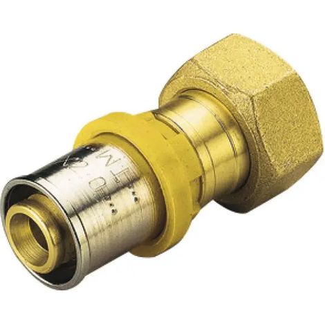 Raccordo diritto con girello e guarnizione piana per tubo multistrato a pressare gas serie 2665 3/4" ø26x3 TIEMME