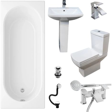 Complete Bathroom Suite Porto Bath Amara Toilet and Basin Bath Shower Mixer Tap