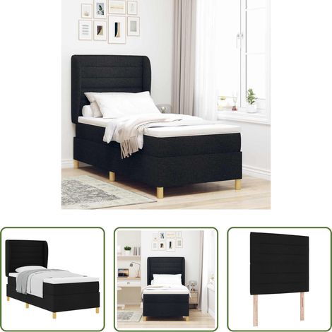 Matratze -  Boxspringbett mit Matratze Schwarz 200 x 100 cm Stoff