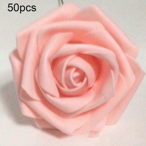 50 roses artificielles en mousse rose nude pour bouquet de mariée à faire soi-même, décoration de fête.-AquaForge (1/4)