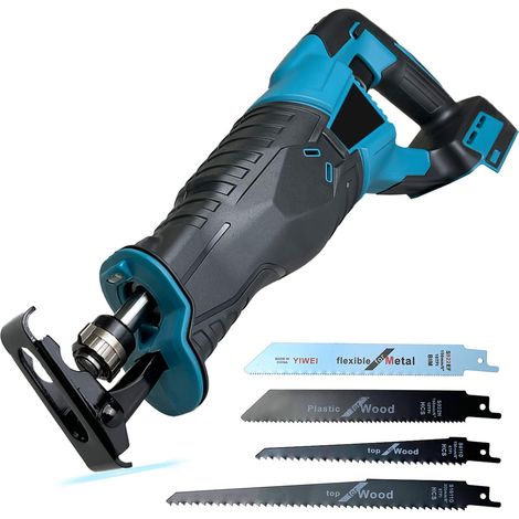 Kabellose Universalsäge 21 V für Holz und Metall, mit LED-Arbeitslicht, Sicherheitsschalter und 4 Sägeblättern (1/5)
