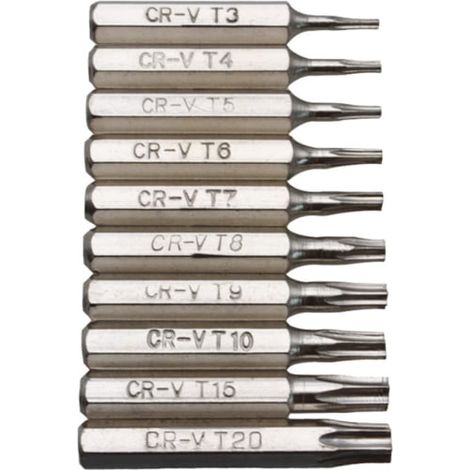 Jeu de 10 embouts de burin Torx CR-V T3 T4 T5 T6 T7 T8 T9 T10 T15 T20 pour téléphone portable (1/5)