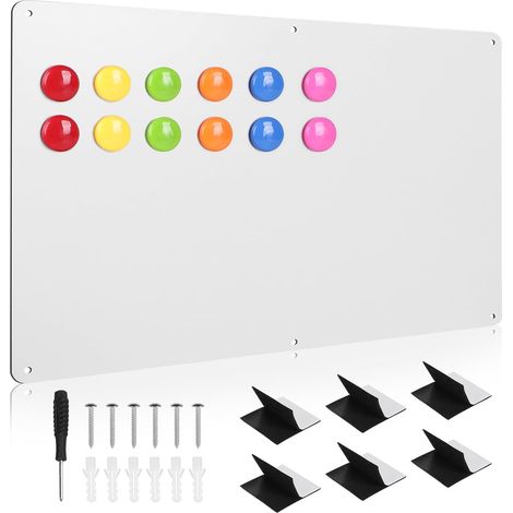 Magnetic Wall Board, 42x30x0.08cm Magnetic Plate, Magnetic Board, Magnetic Whiteboard, Metal Magnetic Board with 12 Magnets, For Kitchens, Offices (White) (1/5)