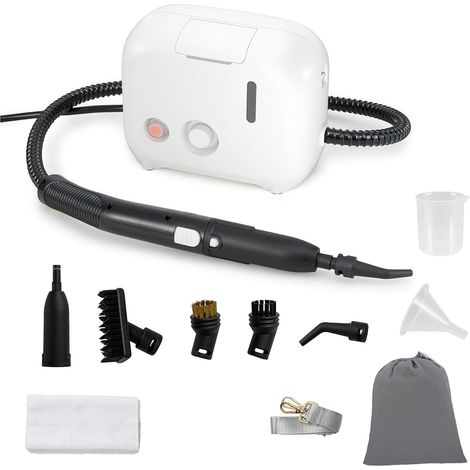 COSTWAY Nettoyeur Vapeur Portatif 1500W avec 11 Accessoires, Balai Vapeur Durée d'Utilisation Illimitée Réservoir d'Eau 1 L, Nettoyant Vapeur pour Sol Canapé Vitre Plancher Tapis Rideaux (Blanc) (1/5)