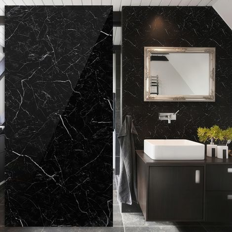 Randaco Rivestimento murale 120×60 cm marmo nero/bianco – 4 pannelli
