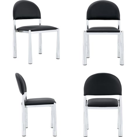 Set de 2 sillas de comedor modernas de polipiel PU negra con patas de metal, 80 cm (1/5)