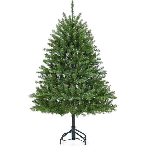 Künstlicher Weihnachtsbaum 180 cm (6FT) mit LEDs & 8 Modi, Premium PE/PVC Mix, realistische Optik, inkl. Metallständer & Fußschalter (1/5)