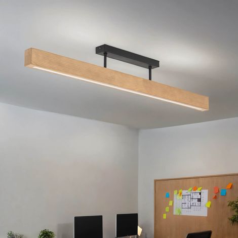 LED Deckenlampe Metall Holz Schwarz Kiefer länglich warmweiß 3000 K 2807 lm Modern Deckenleuchte
