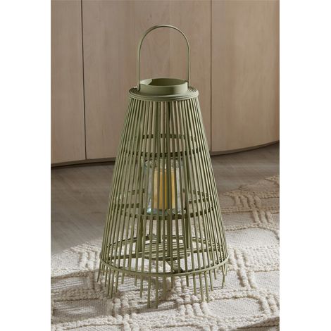 Lanterne conique verte à lamelles 53 cm. 34Dx53 cm. (1/3)