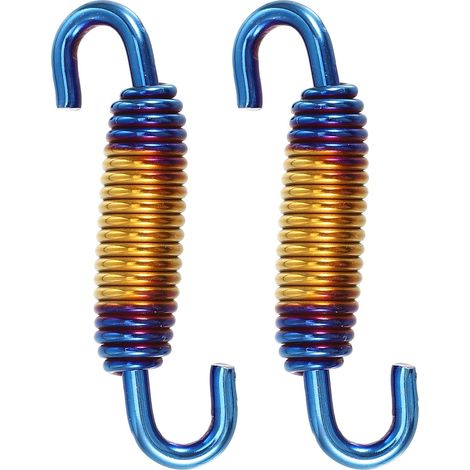 Ressort D'Échappement Moto Universel Doré 2 Pièces Acier Inox 304 Violet, Bleu, Jaune, Acier Inox 304, 58mm, Crochet Pivotant, Résistant Corrosion, Scooter VTT (1/5)