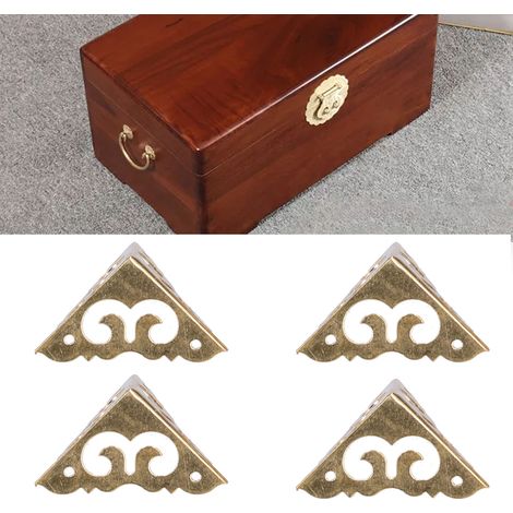 Protecteur de Coins en Cuivre pour Boîtes et Sacs - 4 Pièces avec Clous (1/5)