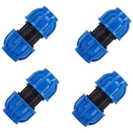 Lot de 4 raccords de tuyaux d'eau, connecteur droit en plastique PE de 32 mm à 32 mm, adaptateur de tuyau d'eau, raccords de tuyaux d'eau pour tuyaux PPR, PE et PVC