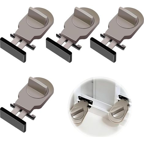 4 PCS Serrure Butée Réglable,Verrou Baie Coulissante,Serrure de Sécurité (1/5)