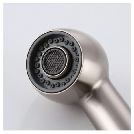 Douchette Robinet Cuisine 2 Jets Tête de Douche Remplacement Douchette pour Mitigeur Cuisine,Nickel Brossé (1/5)