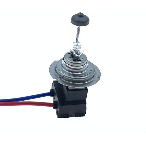 Douille H7 décentrée en céramique pour ampoule de voiture avec fil de cuivre et fiche à deux broches. Douille H7 pour ampoule de voiture - Fiche + Ampoule