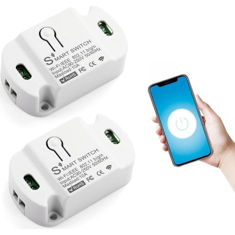 2pcs Interrupteur Connecté WiFi, Mini Relais Intelligent (1/5)