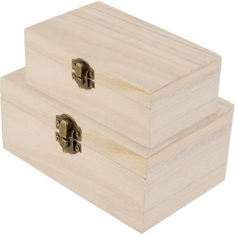 Set 2 scatole portagioie rettangolari in legno con coperchio, misura 20x15x9,5 cm e 17x12x7 cm (1/5)