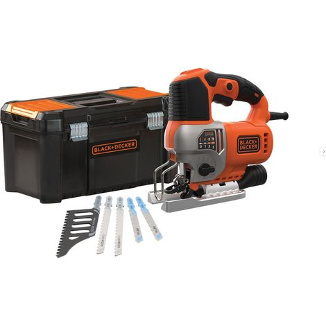 Black & Decker – Scie sauteuse pendulaire filaire 650W – 3 modes de penduralité – Changement d’accessoires rapide – Lampe LED intégrée – Pour bois dur