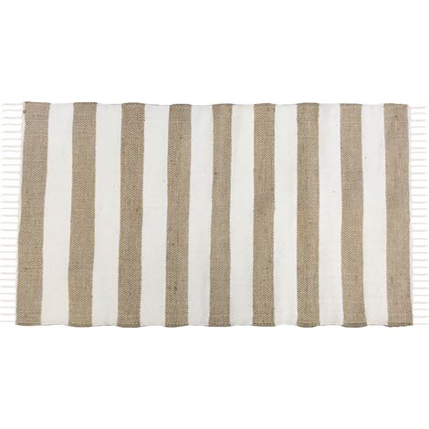 Tapis déco à rayures en jute et coton 60x120cm (1/3)