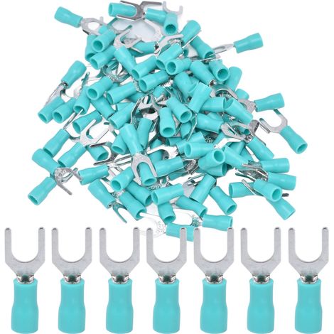 100 pièces connecteur électrique U cuivre PVC, cosse fourche isolée AWG 22-16, borne à sertir pour fil (1/5)