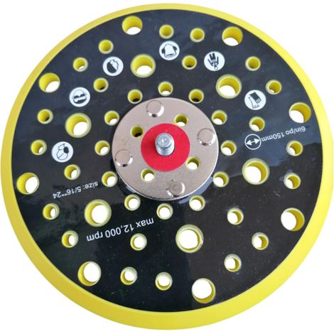 Plateau Ponçage 150 mm 52 Trous – Filetage 5/16"-24 UNF – Support Disque Auto-agrippant – Haute Aspiration Poussière (1/5)