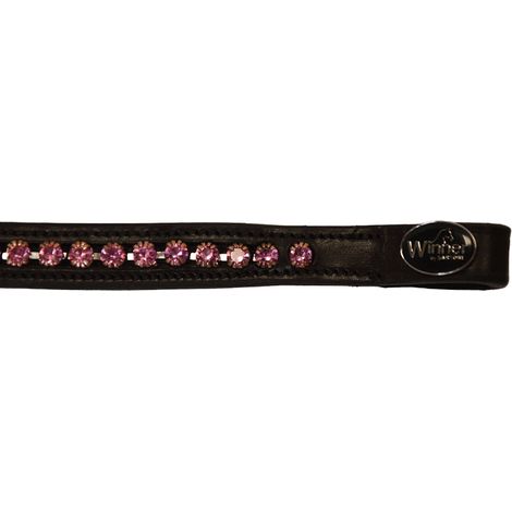 Cob, Marrone: Winner 16 mm Lederfrontplatte mit rosa Strasssteinen