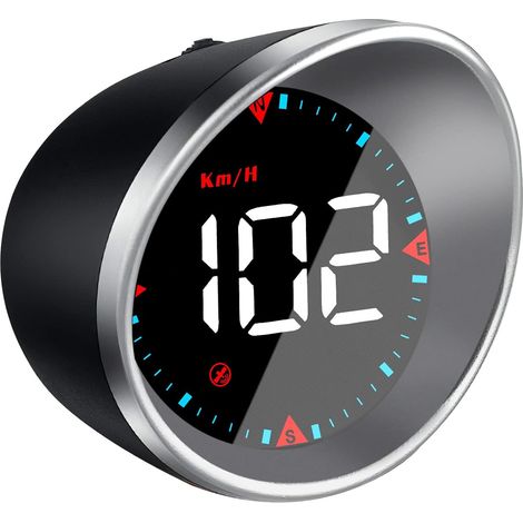 Afficheur Tete Haute - Compteur Vitesse GPS - Affichage Pare-Brise MPH KM - Alarme Survitesse - Plug & Play USB - Pour Voiture Camion Moto Velo - 1 Piece