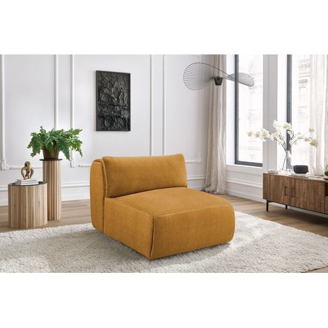 BOBOCHIC - Chauffeuse 1 place sans accoudoir pour canapé modulable JEANNE tissu velours Jaune (1/5)
