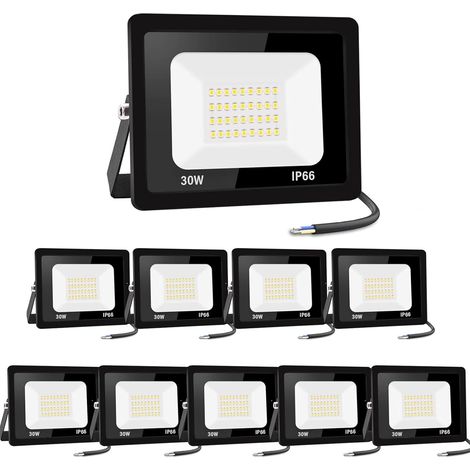 【10PCS】30W Projecteur LED Exterieur 3000LM IP66 Imperméable spot led exterieur Super Brillant Eclairage Extérieur Blanc Chaud(3000k) Sécurité spot led pour stades, usines, Parking, garage, jardi (1/5)